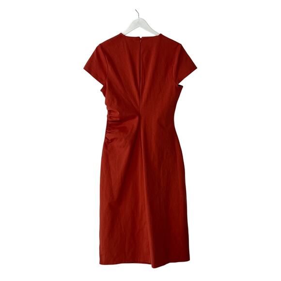 BODEN WOMENS SIZE 10R SIDE RUCHED STRETCH KNIT JERSEY MIDI DRESS RED NEW - Picture 4 of 15